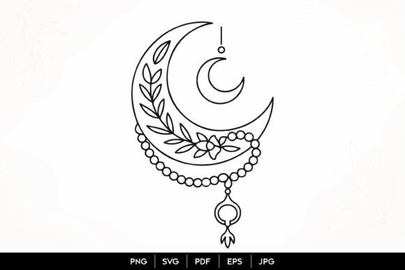 Download Islamic Crescent Moon Floral SVG - Floral Collection