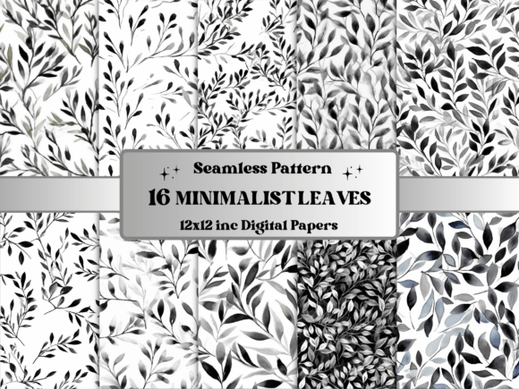 Download Seamless Black and White Leaves Pattern - Black and white Collection