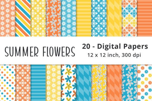 Download Blue, Yellow and Orange Floral Patterns - Floral Collection