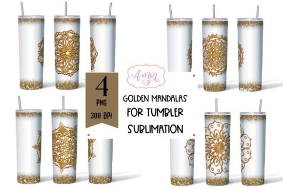 Download Golden Mandala Tumbler Wrap PNG BUNDLE - Golden Collection