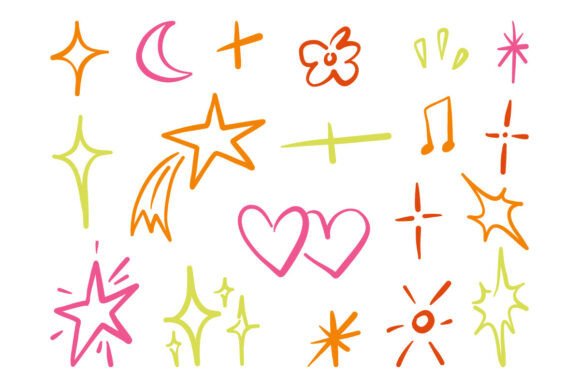 Download Colorful Sparkle Doodle Cute ElementSet - Colorful Collection