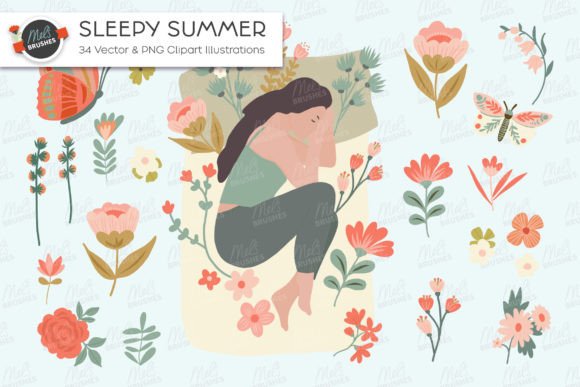 Download Sleepy Summer Floral Dreams Illustration - Floral Collection