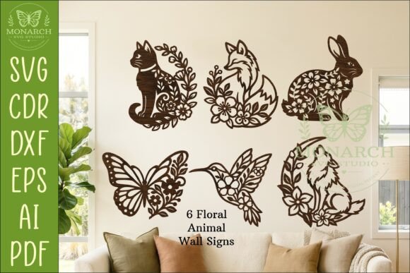 Download Floral Animal Wall Sign Bundle SVG Decor - Floral Collection