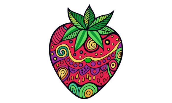 Download Colorful Detailed Zentangle Strawberry - Colorful Collection