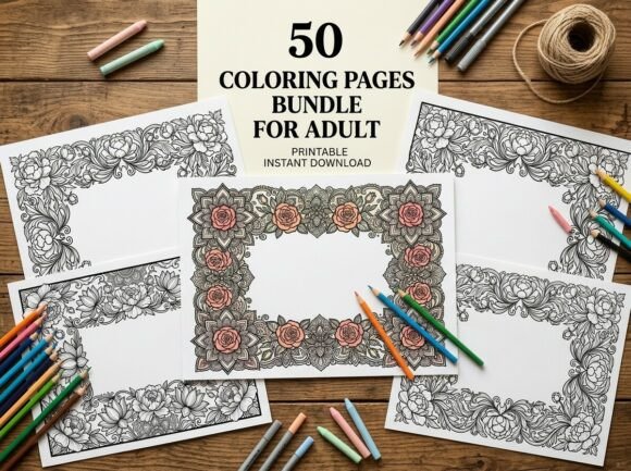 Download Beautiful Floral Mandala Frame Coloring - Floral Collection