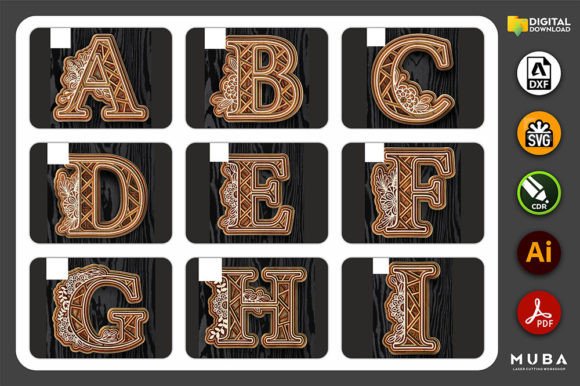 Download A-Z Layered Floral Alphabet Multi Layer - Floral Collection