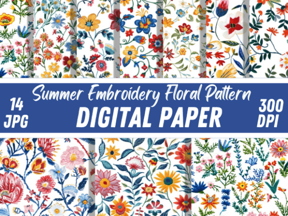 Download Summer Embroidery Floral Flower Pattern - Floral Collection