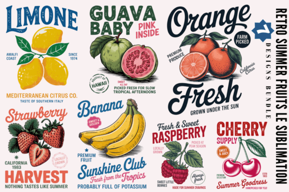 Download Retro Summer Fruits Sublimation Designs - Retro Collection