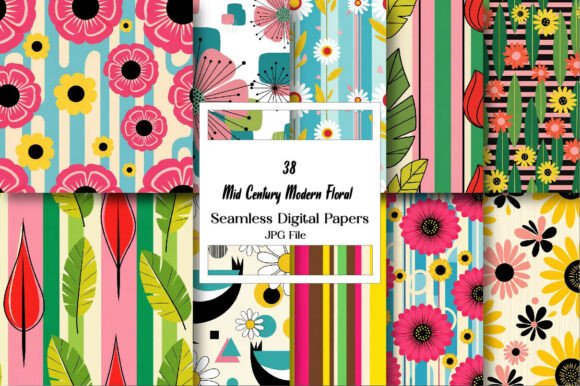 Download Mid Century Modern Floral Patterns - Floral Collection