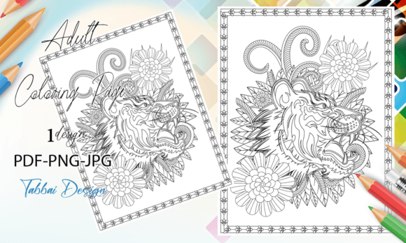 Download Tiger Floral Coloring Page - Floral Collection