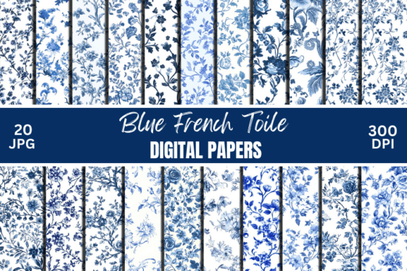 Download Tiny Blue French Toile Floral Patterns - Floral Collection